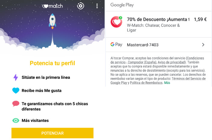 precio de w-match potencia tu perfil