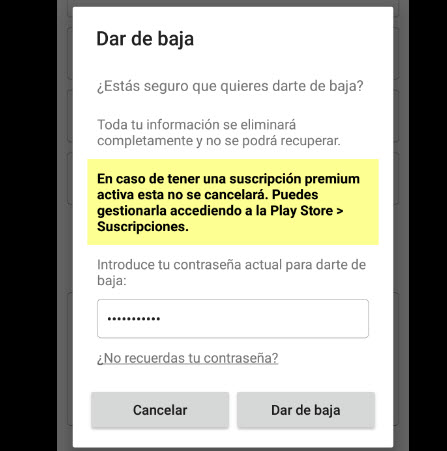 como dar de baja en twilala app