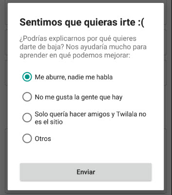 dar de baja twilala app