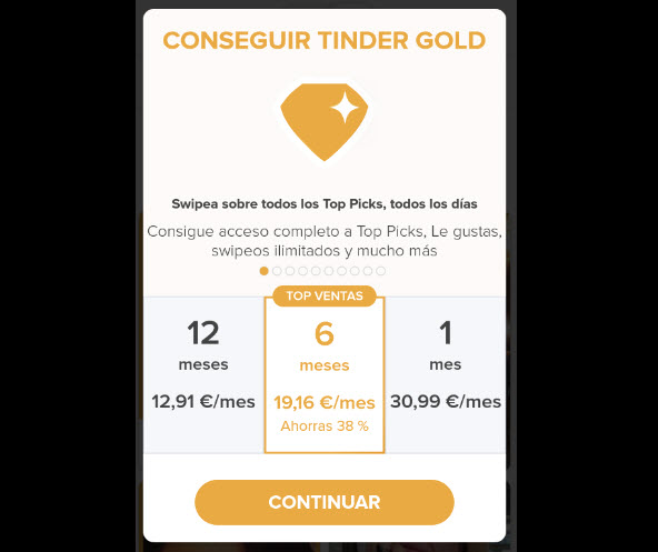 tinder gold precio de la app de citas en España