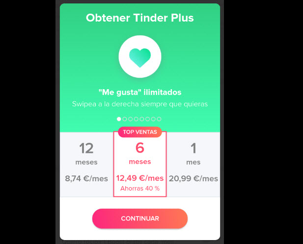 tinder plus precio app en España