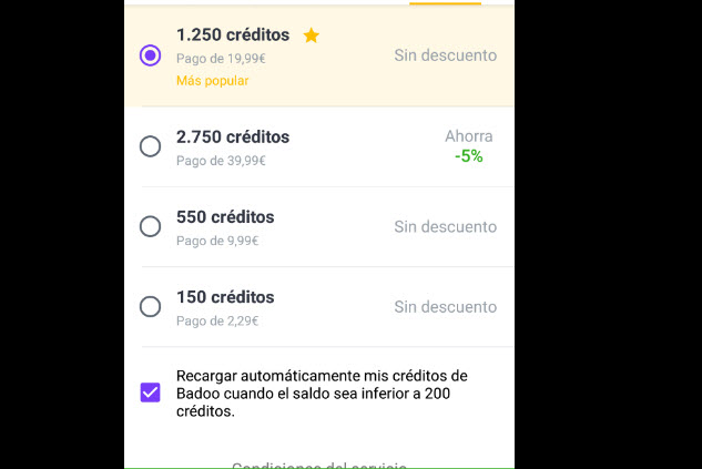 Cuánto cuestan los créditos de Badoo