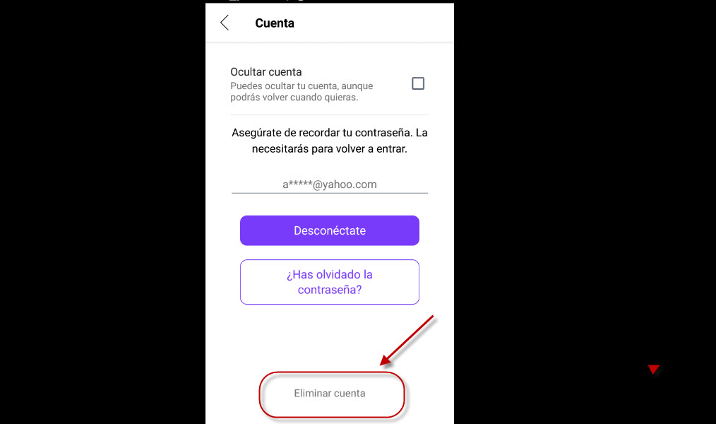 eliminar cuenta en badoo
