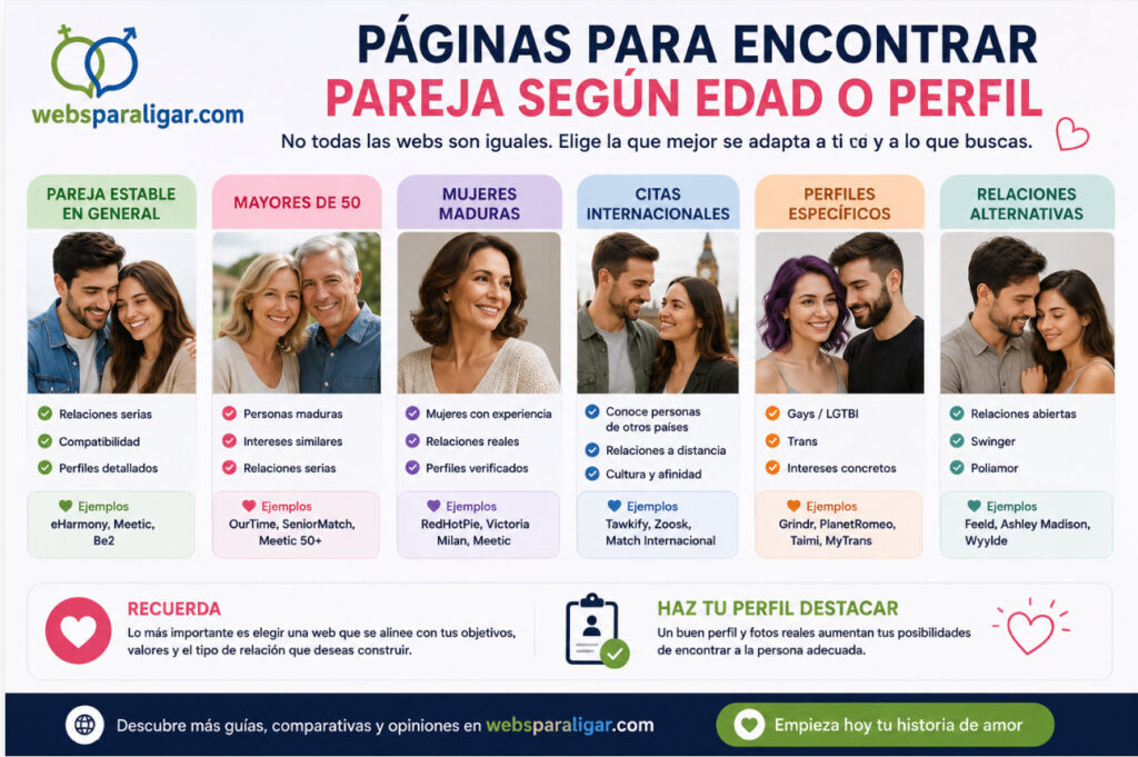 Páginas para encontrar pareja según edad o perfil